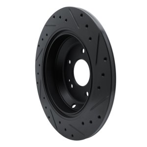 Genesis G80 Brake Rotor (1) - Rear Left - R1 Concepts - Drilled & Slotted - Black - `09-`20